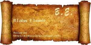 Blahm Elemér névjegykártya